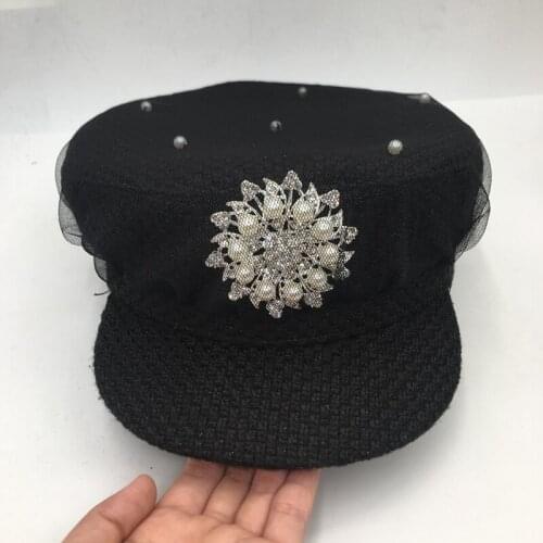 Early autumn new white knitted cap female French small sweet temperament navy wind cap anise berets