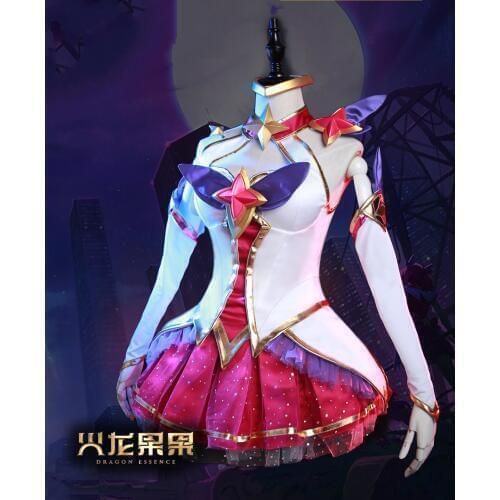 New LOL Star Guardian Magic Girl the Nine-Tailed Fox Ahri Cosplay Costume New dress full set headwear shoes tail
