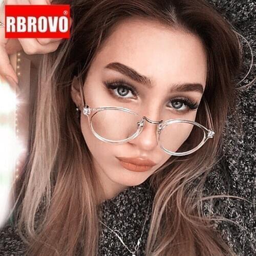 RBROVO 2021 Transparent Round Women Glasses Frame Vintage Small Eyeglasses Frame Women Clear Computer Glasses Frame Women/Men