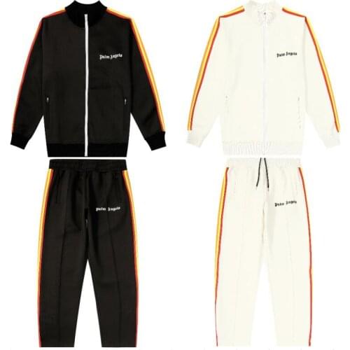 Palm Angels Rainbow lines Men Women Lovers Style Fashion boyfriend gift Sports Jacket Sportswear Set Long sleeve pants Trousers
