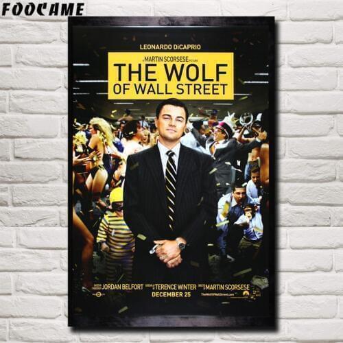 Movies Poster Wall Art Prints Leonardo DiCaprio The Wolf Of Wall Street Silk Painting Decoration Pictures Modern Home Decor