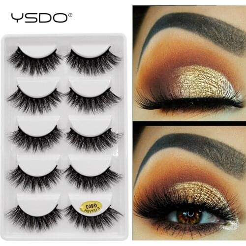 YSDO lashes mink eyelashes 5 pairs eyelashes hand made 3d mink lashes makeup mink strip lashes natural long false eyelashes G6+7