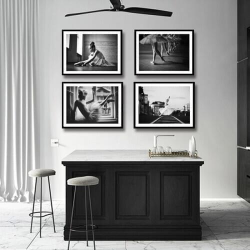 Figure Dancer Girl Ballet Poster and Print Canvas Art Painting Wall Art Black and White Picture for Modern Girl Room Home Decor