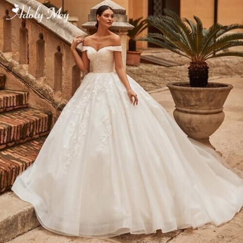 Adoly Mey Gorgeous Appliques Ball Gown Wedding Dress 2020 Luxury Beaded Sweetheart Neck Lace Up Court Train Princess Bridal Gown