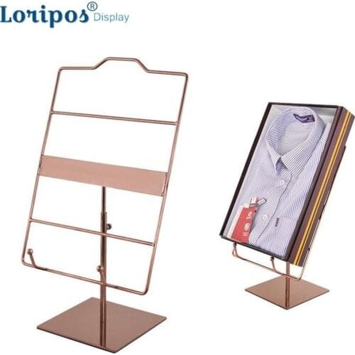 Rose Gold Silvery Metal Shirt Display Rack Shirt Holder Bracket Pallet Desk Coat Display Stand Shelf Garment Store Display Props