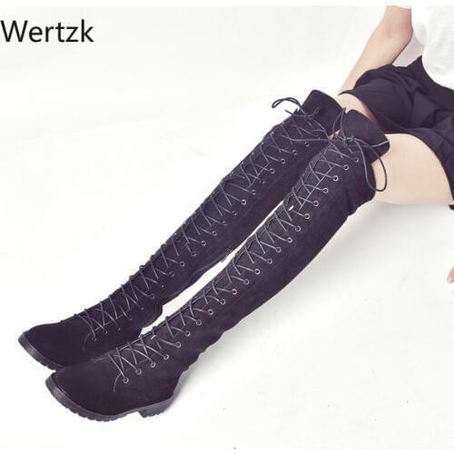 Hot Women Boots Motorcycle Boot Winter Ladies Fashion Square Heel Boots Shoes Over The Knee Thigh High Suede Long Boots L060