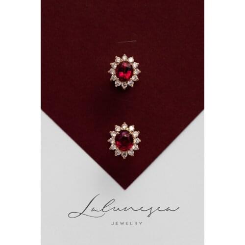 2021 New Rupee To Ruby Tourmaline Earrings S925 Sterling Silver Colorful Imperial High-End Luxury Vintage Elegant Earrings