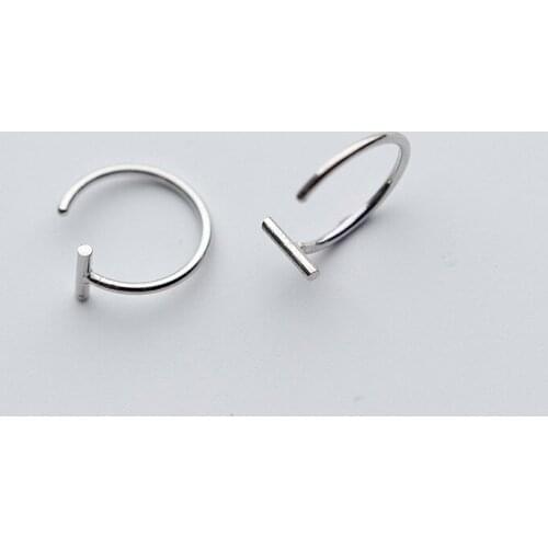 WTLTC 925 Sterling Silver T Bar Hoop Earrings For Women Small Tiny Ear Huggie Earrings Mini Cartilage Piercing Earrings 10mm 8mm