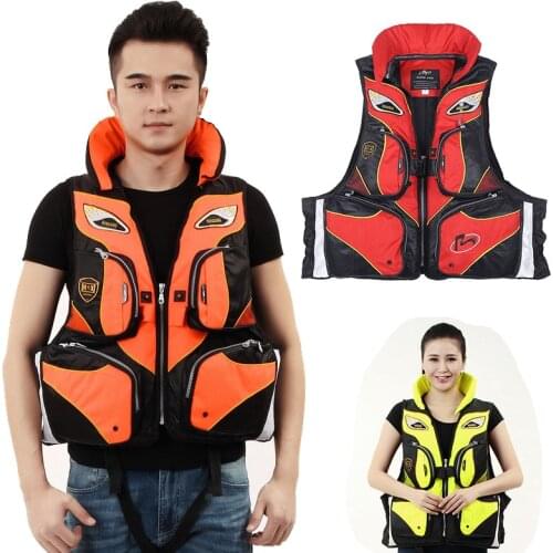 New Adult Rock Fishing Life Jacket High Buoyancy Vest Boating Swimming Surfing Drifting Breathable Reflective Multi-Pocket Vest