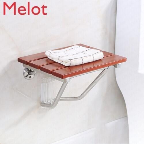 Solid Wood Bath Stool Folding Stool Seat Bathroom Wall Seat Stool Non-slip Shower Wall Chair Living Room Wall Hanging Furniture