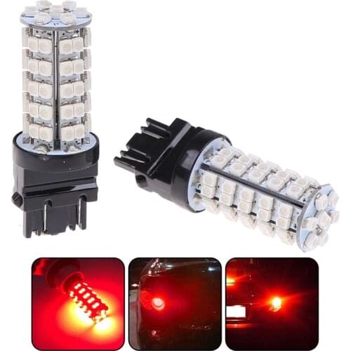 2Pcs Red Yellow White 3157 68-SMD LED Light Bulbs Brake Tail Stop Lights 3057 3457 3528