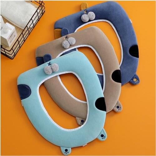 Universal Warm Soft Toilet Cushion Set Winter Washable Toilet Seat Cover Mat Cover Accessories Bathroom Reusable Flannel