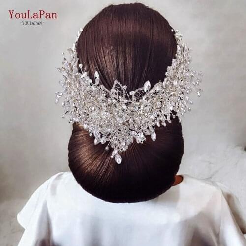 YouLaPan HP372 Diamond Wedding Headwear Bridal Luxury Hair Ornaments Female Headband for Hair Tiara with Stones Jewelry 2021
