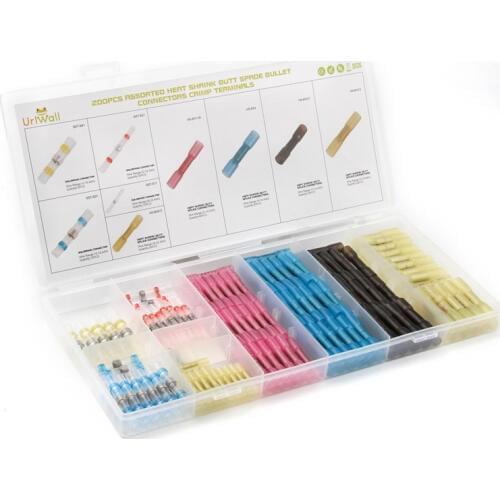 YT 200pcs Fully Insulated Heat Shrink Butt Connector Waterproof Splice Soldering Electrical Wire Cable Crimp Terminal Connector