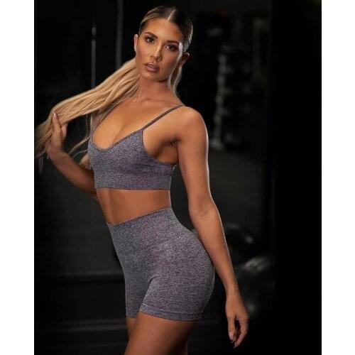 Womens Sportswear Tracksuit Bra Shorts 2 Piece Set Fitness Workout Running Sports Sling Vest Yoga Set Gym Clothing Sports Suits