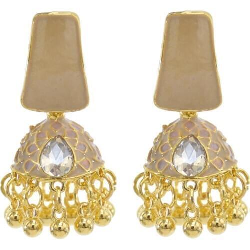 Indian Palace Bells Tassel Earrings for Women Boho Acrylic Crystal Beaded Statement Earring Bridal Arab Wedding Party Jewelry