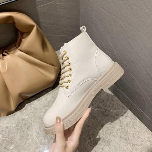 2021 Soft PU Leather Ankle Boots Women Platform Motorcycle Booties Female Autumn Winter Shoes Woman Goth Thick With Short Boots