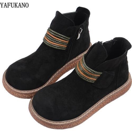 Short tube British wind womens boots Martin boots wild booties mori retro thick bottom bare boots big head shoes womens shoes