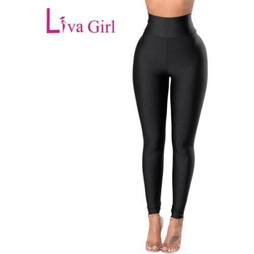 LIVA GIRL Plus Size Black High Waist Leggings for Women 2019 Sports Bottom Elastic Cincher Slim Fitness Trousers Female Pant XXL