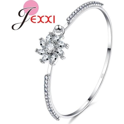 Brand New Simple Style Cubic Zircon Crystal Women Bracelets Bangles For 925 Sterling Silver SilverFashion Wedding Bridal Jewelry