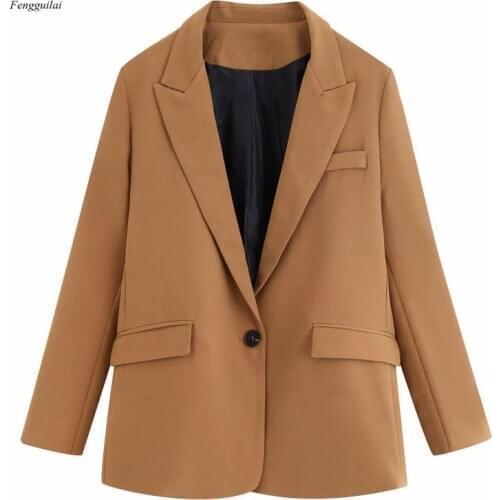 Stylish Pockets Office Lady Blazers Coat Women 2021 Fashion Notched Collar Long Sleeve Outerwear Casual Chaqueta Mujer