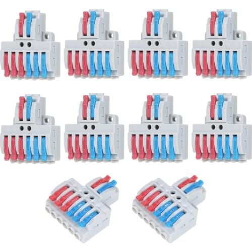10pcs Wire Connectors Butt Terminals Cable Connector Set Lever Lock Connectors Universal Wiring Terminals with Mounting Holes