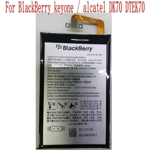 High Quality 3440mAh TLP034E1 Battery For BlackBerry keyone / alcatel DK70 DTEK70 Mobile Phone