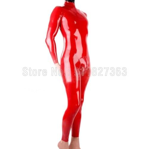 100% Handmade Latex Male Bodysuit with Back Crotch Zipper Plus Size Custom Made Rubber Catsuit