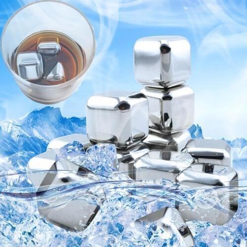 2pcs/4pcs/5pcs/6pcs Stainless Steel Cooler Set whisky stone Wine Drinks Cooling Chilling Cube with 1 velvet bag