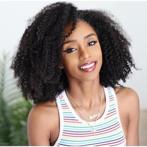 250% Density Afro Kinky Curly U Part Wigs Brazilian 100% Human Hair Wigs For Black Women 4B 4C Virgin Hair Upart Wig Glueless