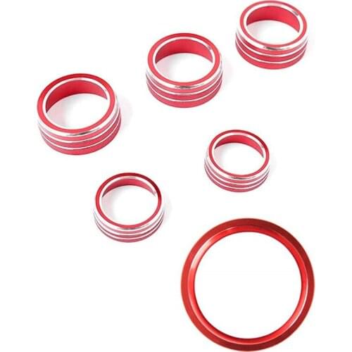 6PCS Car Centre Console Air Conditioning Volume Knob Ring Cover Trim for Honda Accord 2018-2021 Engine Start Button