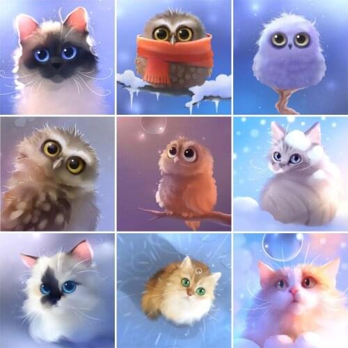 Diamond Painting Cartoon Cat Full Drill Cross Stitch Kits for Adults Square Round Mosaic Art Accessories Rhinestones Home Decor