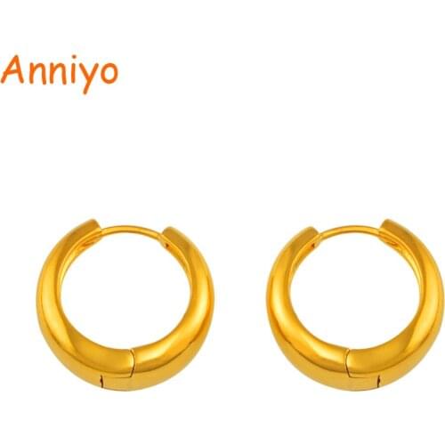Anniyo (2cm) Round Earrings for Women Gold Color African Earring Girl Jewelry Trendy Fashion Accessories Arabia Gifts #064504