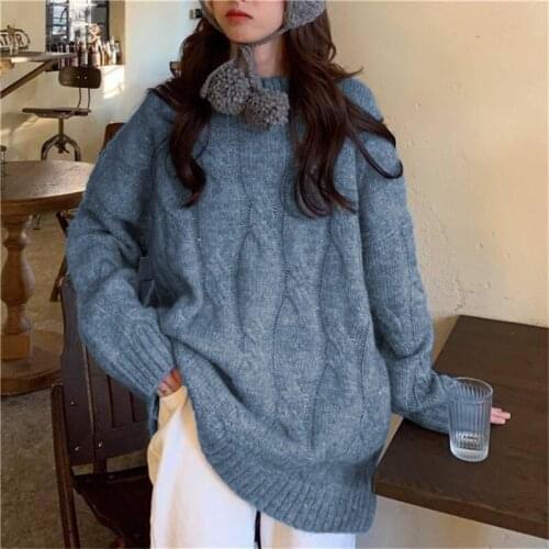 AOSSVIAO Women Oversized Thin Sweater Vintage Winter Loose Pullover Streetwear Autumn Knitted Jumper Femme 2021 Sueter Mujer