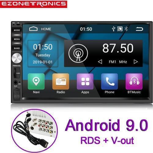 Support DAB+ 2 Din Car Radio Player 7'' GPS Navigation Bluetooth Android 9.0 Car OBD2 Steering-wheel Rear View Camera WiFi RDS