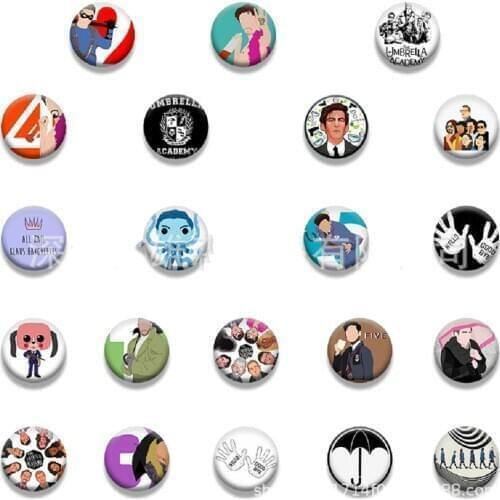 3pcs random Cartoon Umbrella Academy Brooch Badges for Clothes Lapel Brooch Pins For Clothes Round Broche Schoolbag Fans Gift
