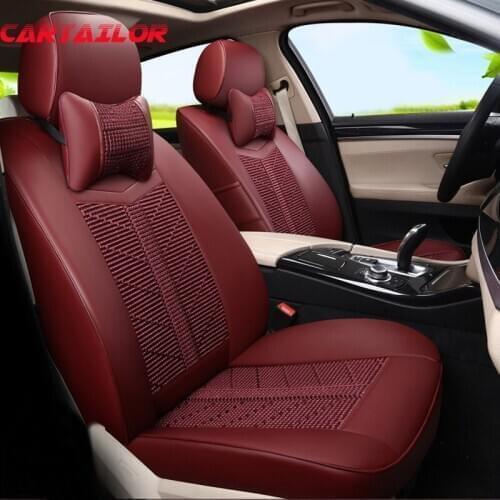 CARTAILOR Car Seat Cover Ice Silk & PU Leather fit for volkswagen Passat R36 Seat Covers Cars Accessores for Car Seats Protector