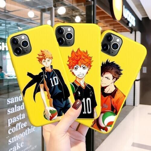 2021 Haikyuu Hinata attacks Anime etui yellow candy Phone Case For iPhone 12 11 Pro X XS MAX 6 7 8 Plus XR 2020SE Fundas Coque