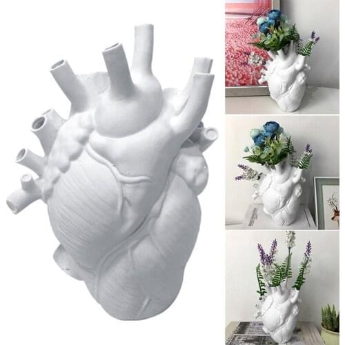 Heart Resin Flower Pot Anatomical Heart Shape Statue Creative Crafts Ornament for Home Living Room Balcony Decoration GQ