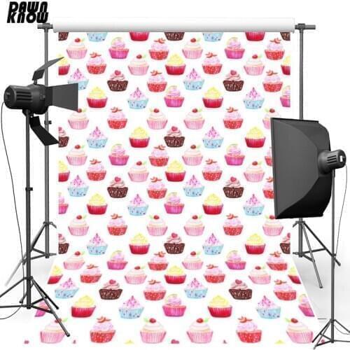 DAWNKNOW Vinyl Photography Background Cartoon Cupcakes For Newborn New Fabric Polyester Backdrop For Children photo studio 2295
