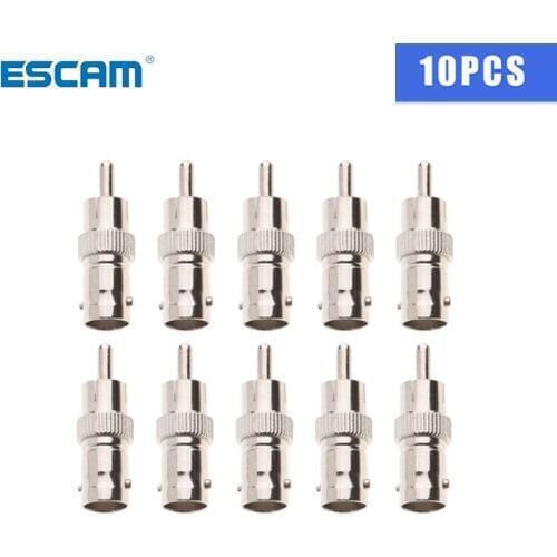 ESCAM 10pcs Wholesale BNC Male to RCA Female Coax Cable Connector Adapter F/M Couple for CCTV Surveillance Camera System Kit