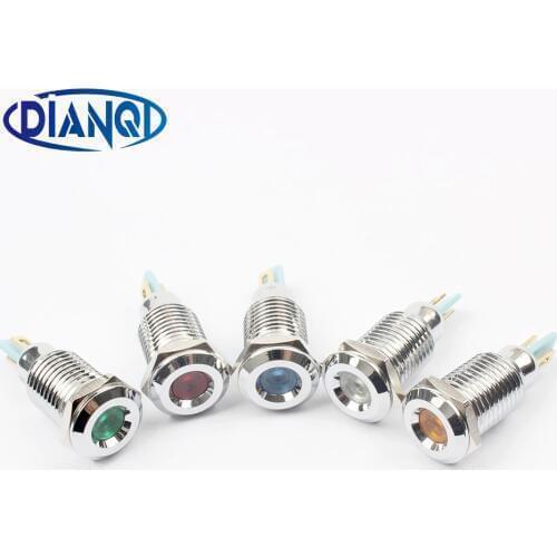 LED Metal Indicator light 10mm waterproof Signal lamp Concave 6V 12V 24V 110V 220v red yellow blue green white 10ZSD.A.C