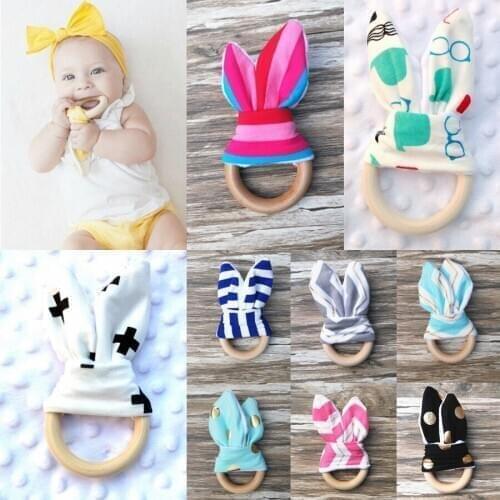 Hot Sale Baby Teething Ring Teether Natural Wood Circle With Fabric Wooden Teething Training Sensory Newborns Toys NZ07