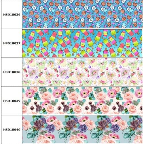 HSDCraft 25mm 38mm 75 mm Flower Drink Printed Grosgrain Ribbon Party Decoration 10 Yard DIY Bow Bag Material Handmade,c18036