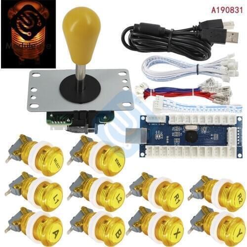 SJ@JX Arcade 1 Player Game DIY Controller Cherry MX Microswitch Matt Frosted Button 4&8 Way Joystick for PC Raspberry Pi Retro