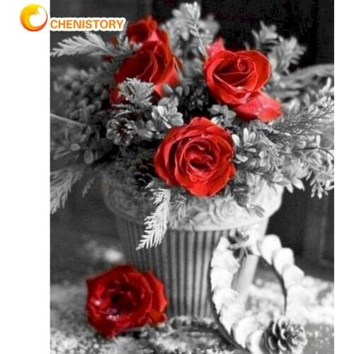 CHENISTORY 60x75cm Framed Painting By Numbers Kits For Adults Home Living Room Decoration Flower Picture By Number DIY Gift