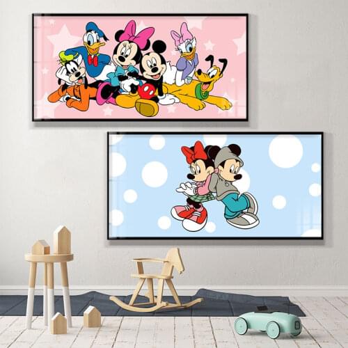Disney Cartoon Canvas Paintings Mickey Minnie Mouse Posters and Prints Wall Art Pictures for Living Anime Room Home Decoration