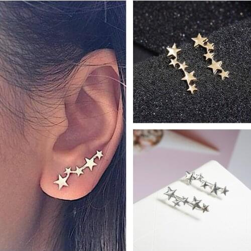 Tiny Cute Stud Earrings Fashion Golden Silver Color Star Design Ear Jewelry Crystal Earrings Gift For Friend Wholesale