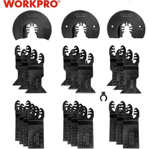 WORKPRO 22PC Saw Blades Multi Oscillating Tool Accessories for Metal/wood Quick Release Saw Blades Set CRV Blades
