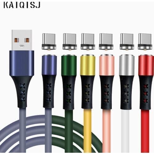 KAIQISJ LED Light Liquid Silicone Magnetic Cable Fast Charging Magnet Type C Interface Phone Data For Huawei Samsung Xiaomi